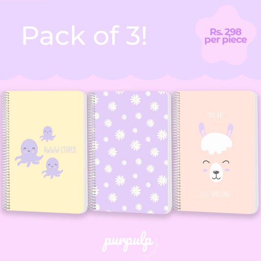 A4 spiral notebooks Bundle - "Awwctopus", "Daisy Dream" & "You are llll-amazing"