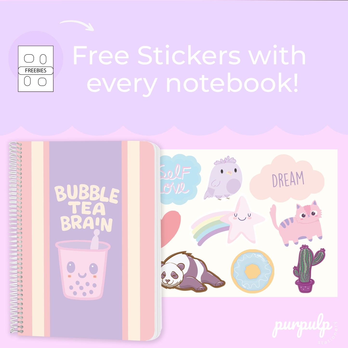 A4 spiral notebook "Bubble Tea Brain"