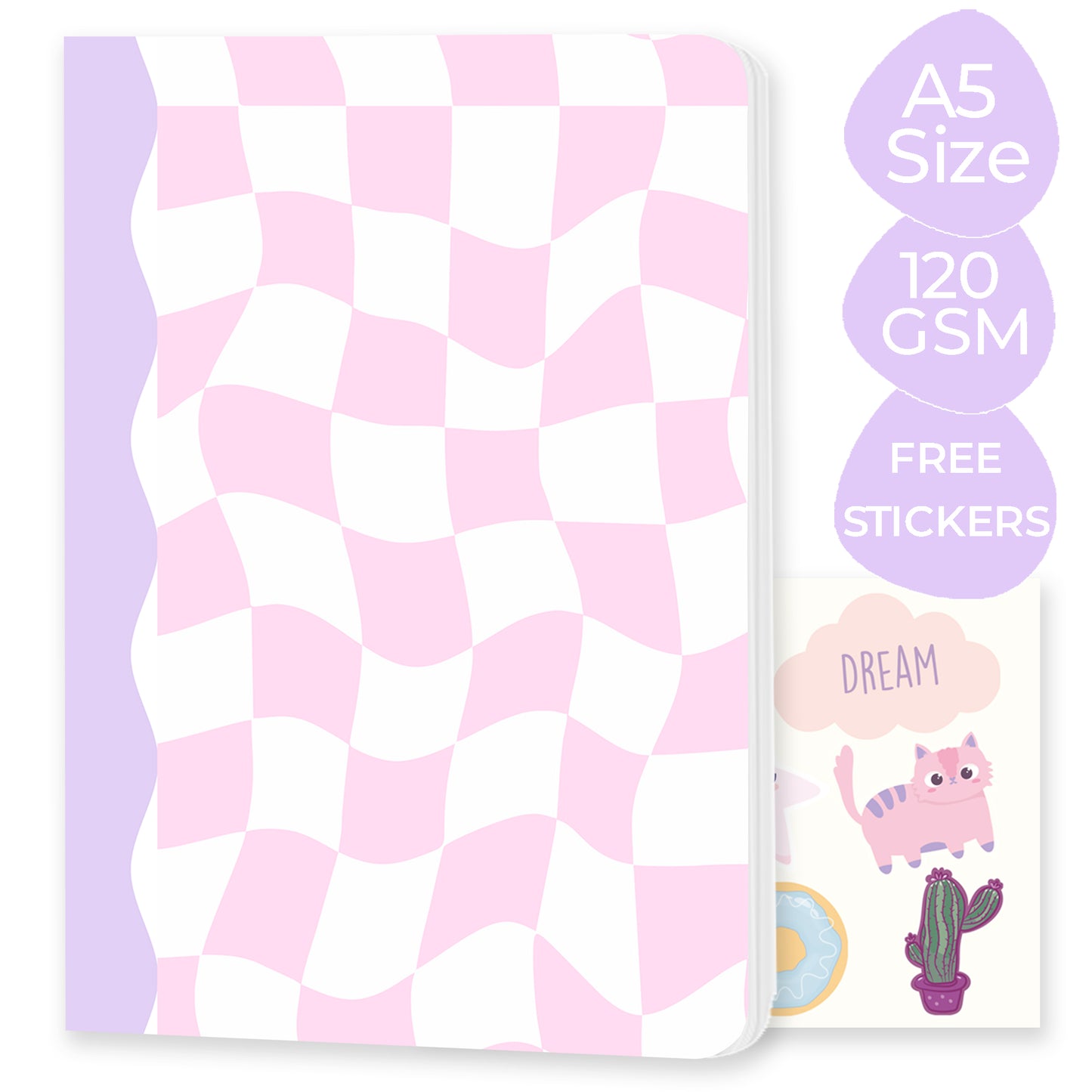 Multi-purpose A5 Notebook Bundle - "One Day or Day One", "Daisies", "Follow your heart" & "Dancing Checkers""