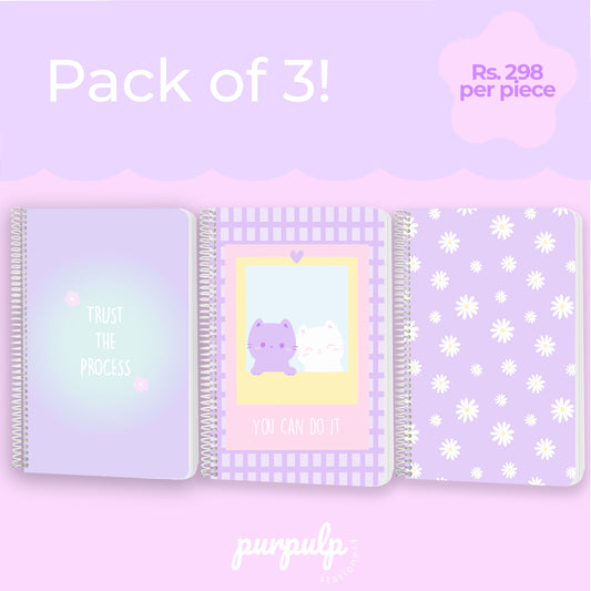 A4 spiral notebooks Bundle - "Trust the process", "Daisy Dream" & "You can do it"