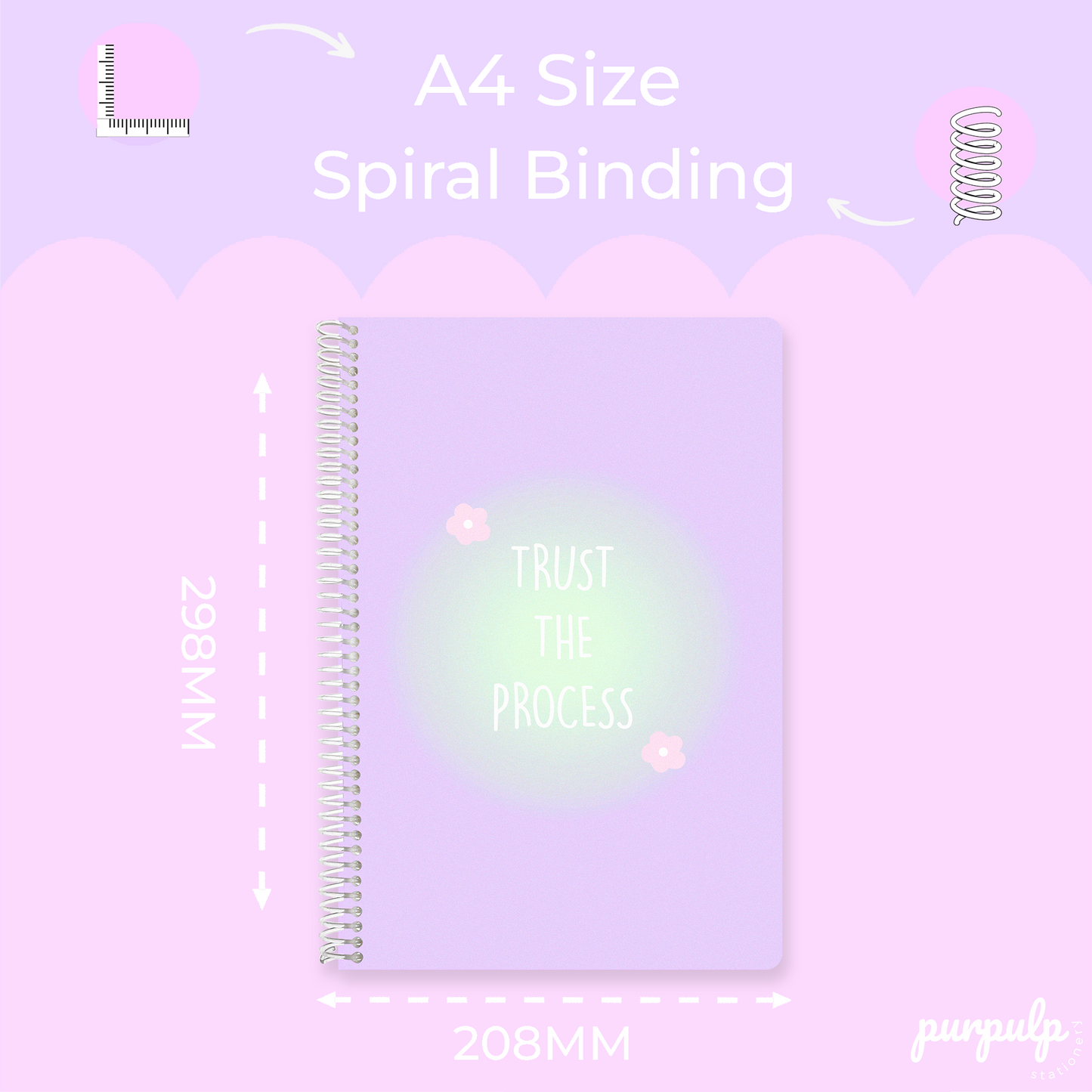 A4 spiral notebooks Bundle - "Trust the process", "Daisy Dream" & "You can do it"