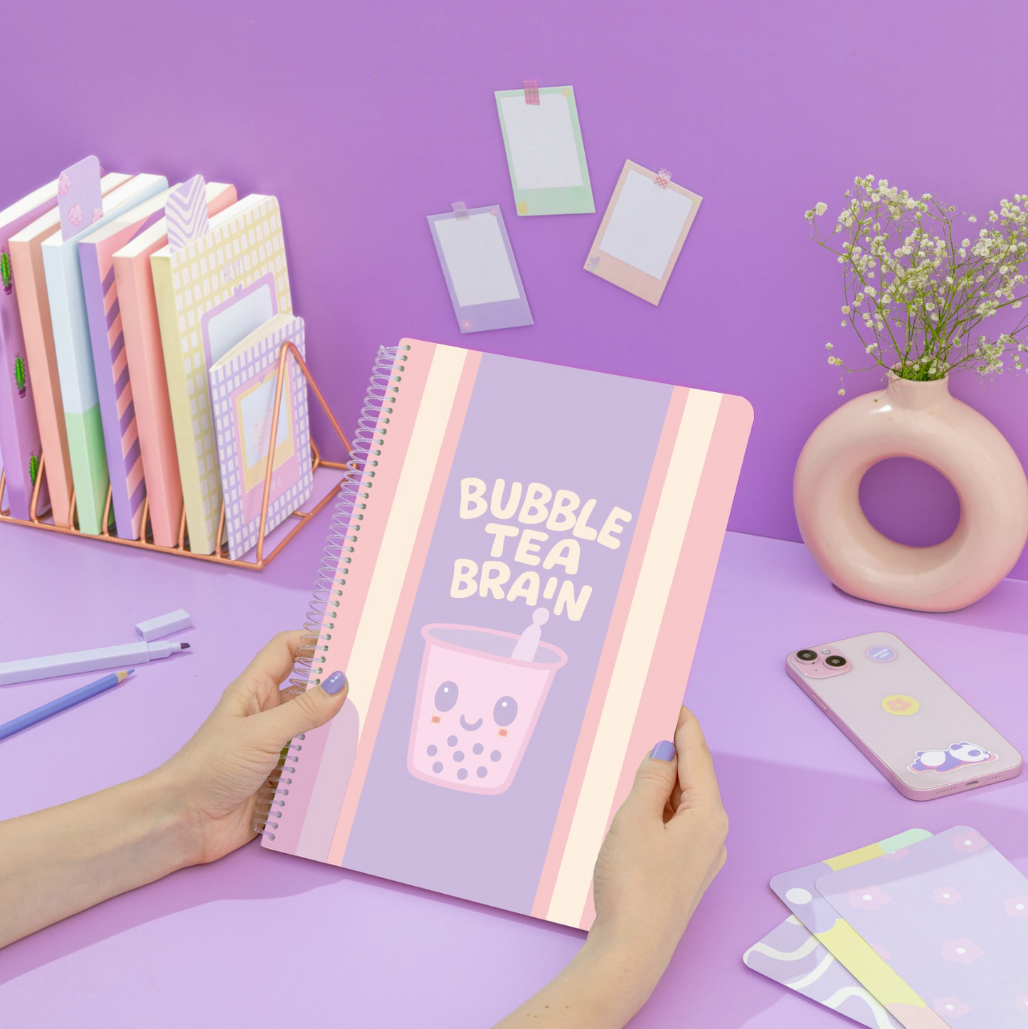A4 spiral notebook "Bubble Tea Brain"