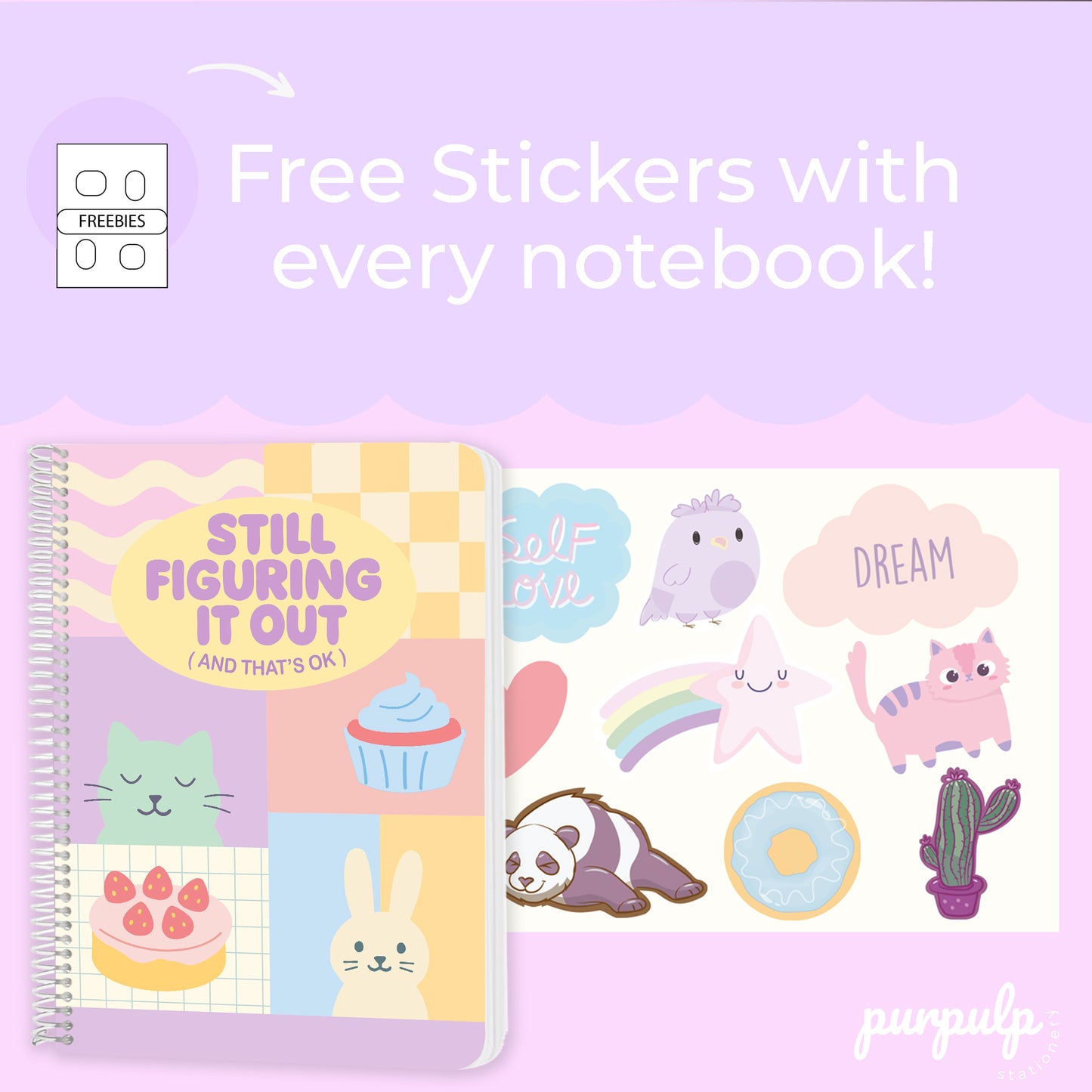 A4 spiral notebooks Bundle - "Bubble Tea Brain", "Still Figuring it Out" & "Thought Noodle in Progress"