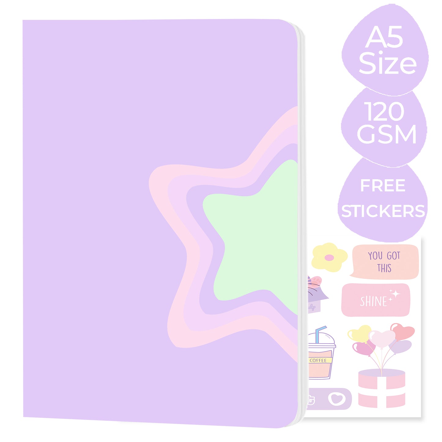 Candy Floss Gift Set: Tote Bag, Multi-purpose A5 Notebook, Pocket Notebooks, Pocket Notepad, Bookmarks, Sticker Sheet & Gift Bag