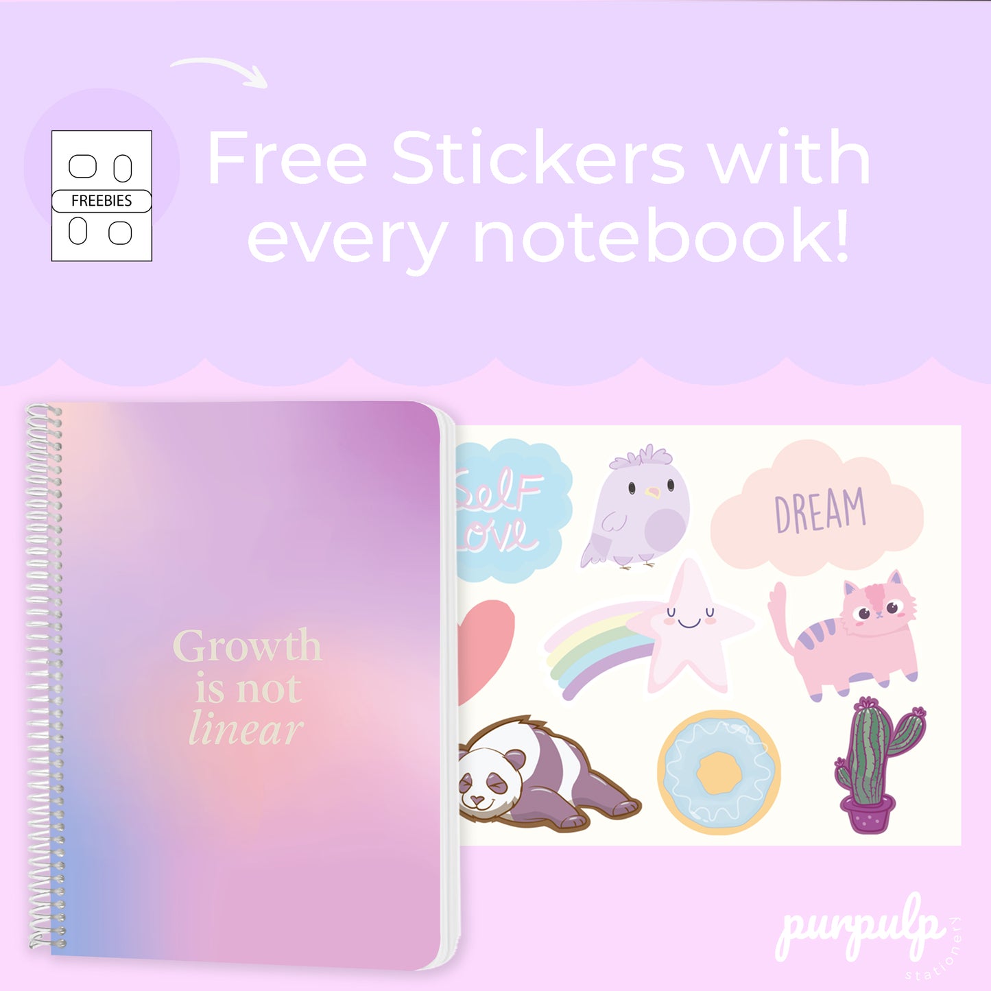 A4 spiral notebook "Growth Is Not Linear"