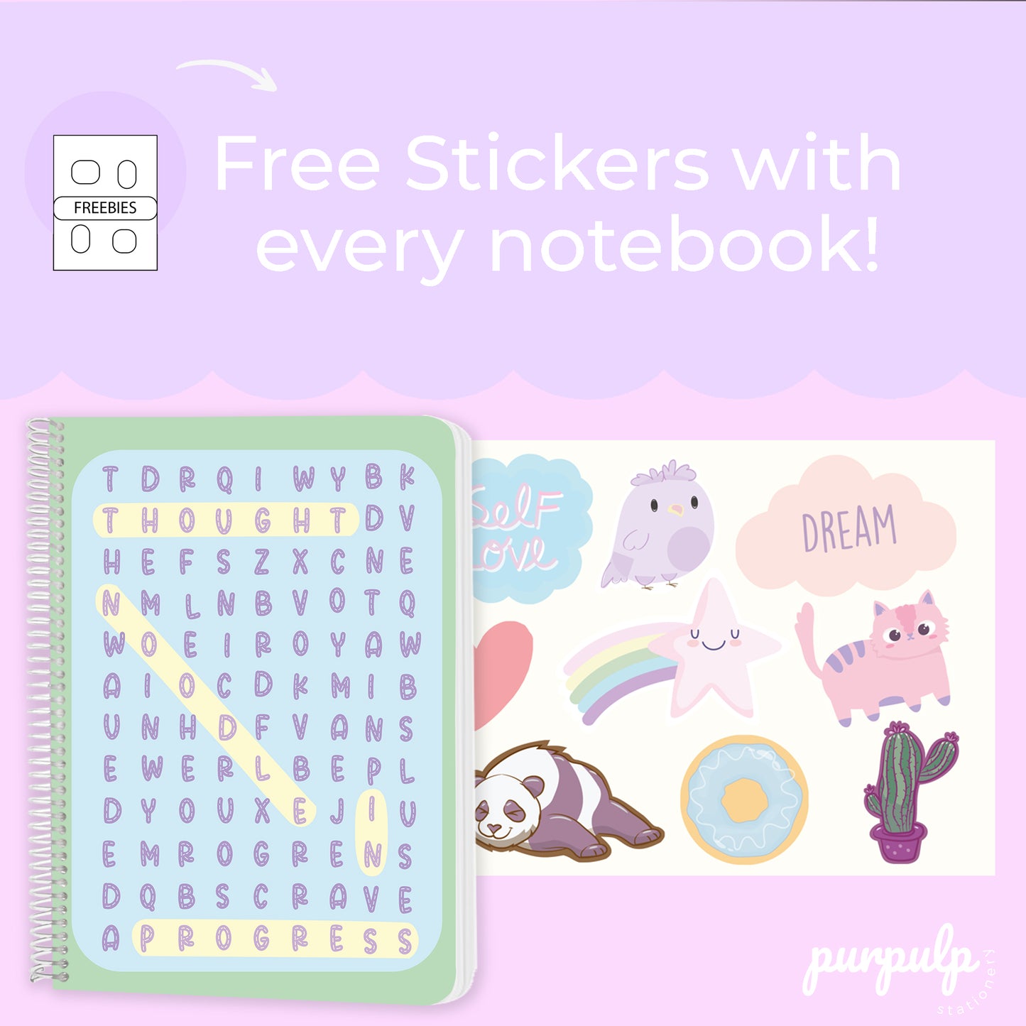 A4 spiral notebooks Bundle - "Bubble Tea Brain", "Still Figuring it Out" & "Thought Noodle in Progress"