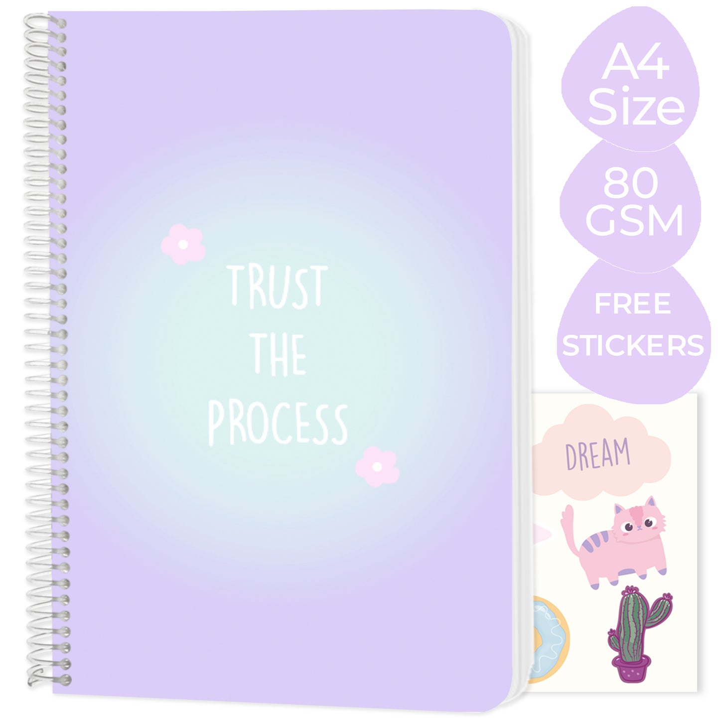 A4 spiral notebooks Bundle - "Trust the process", "Daisy Dream" & "You can do it"