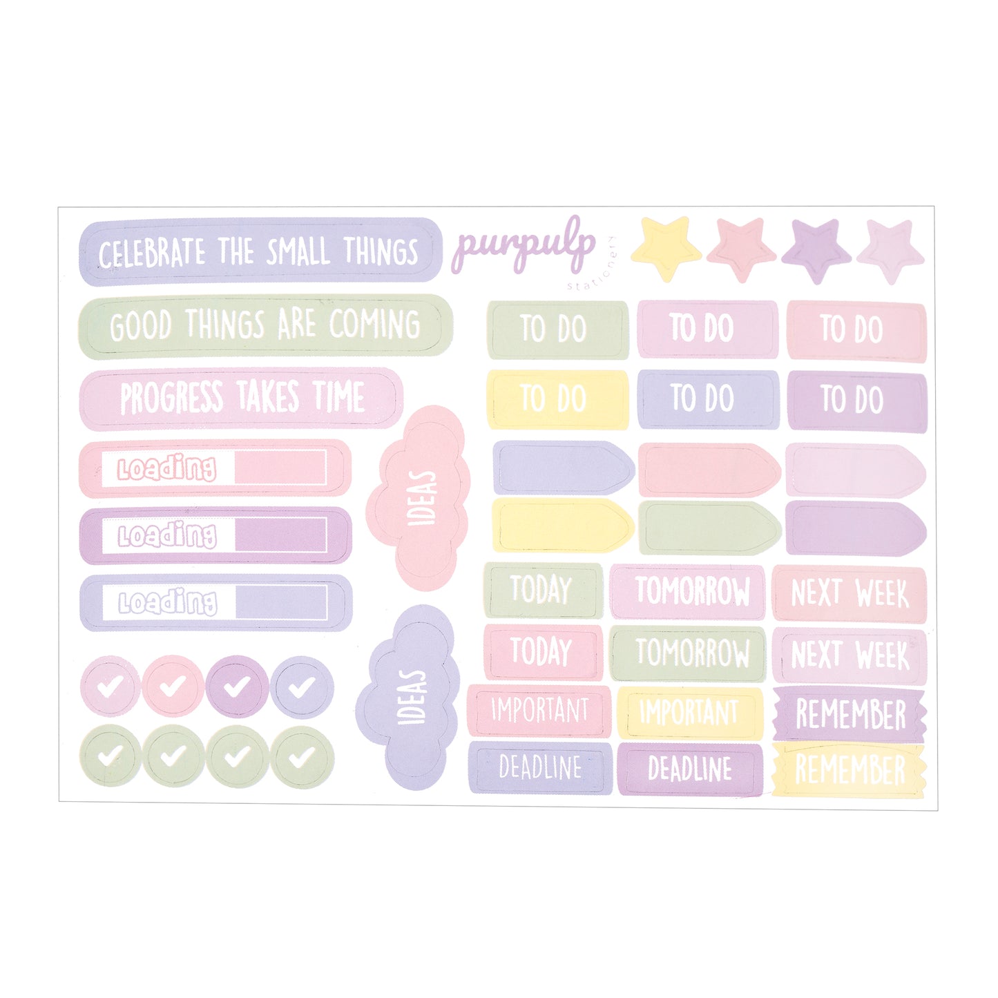 A5 Sticker Sheet (Pretty productivity) – 21 × 14 cm Decorative Stickers for Laptops, Journals & Water Bottles