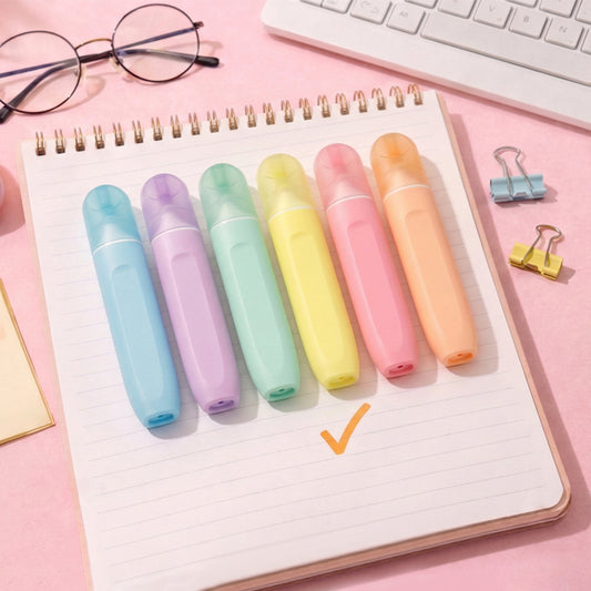 Soft Pastel Highlighters - Set of 6 Colours