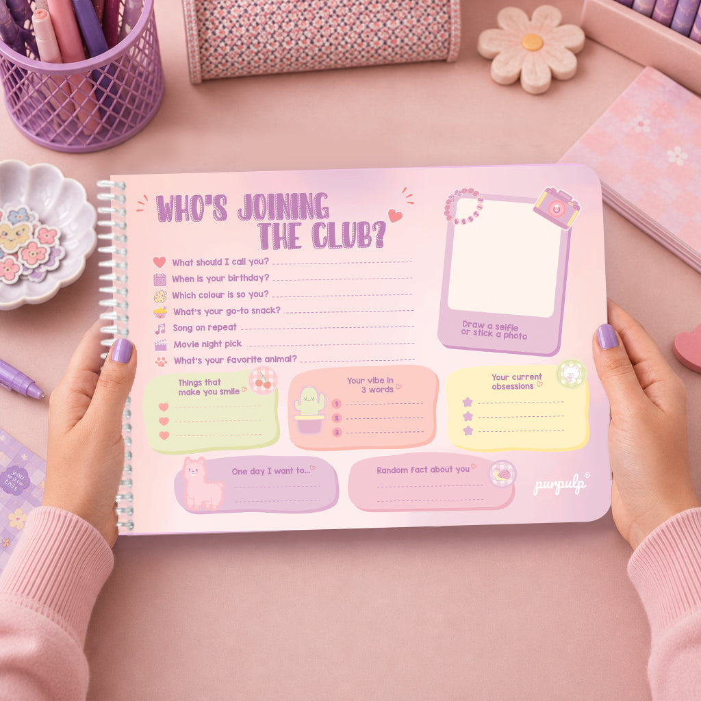 Bestie Club Slam Book for Girls | A5 Friendship Memory Book with Fun Prompts & Photo Pages