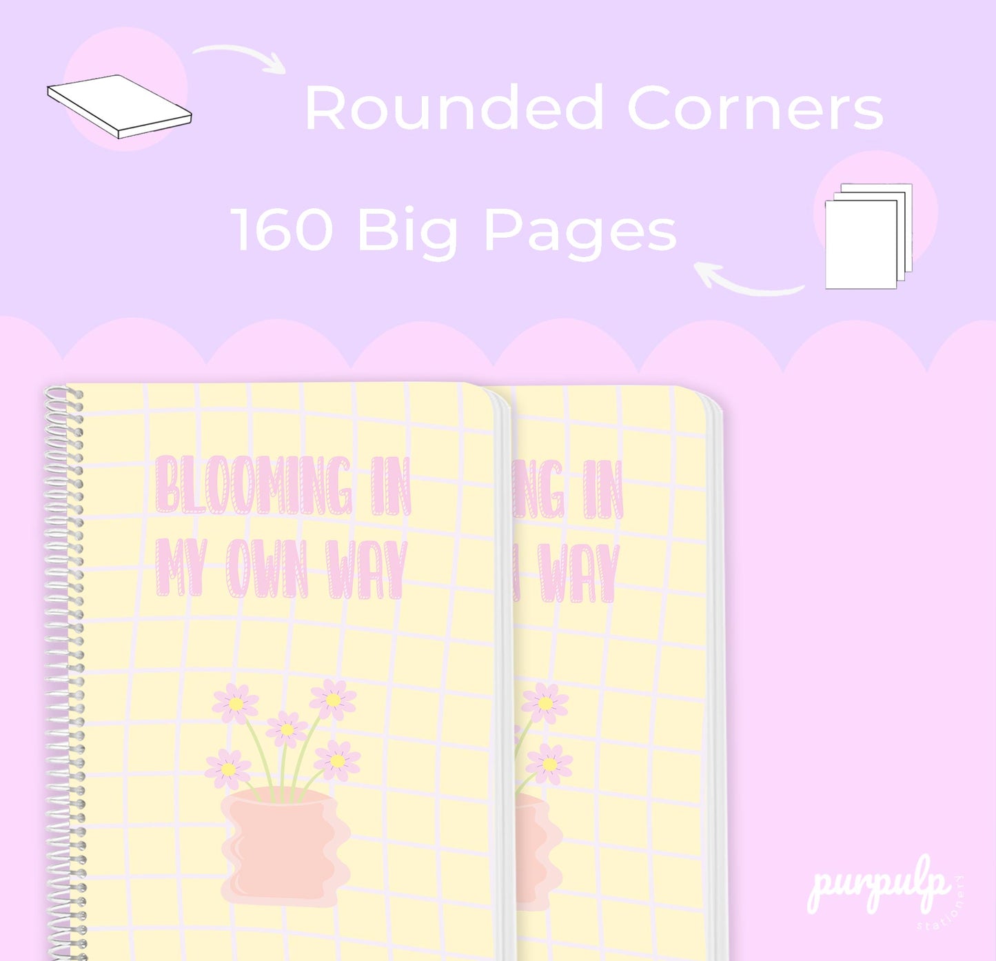 A4 spiral notebooks Bundle - "Bubble Tea Brain", "Blooming In My Own way" & "Growth is not Linear"