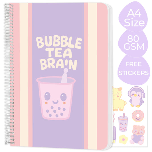 A4 spiral notebook "Bubble Tea Brain"