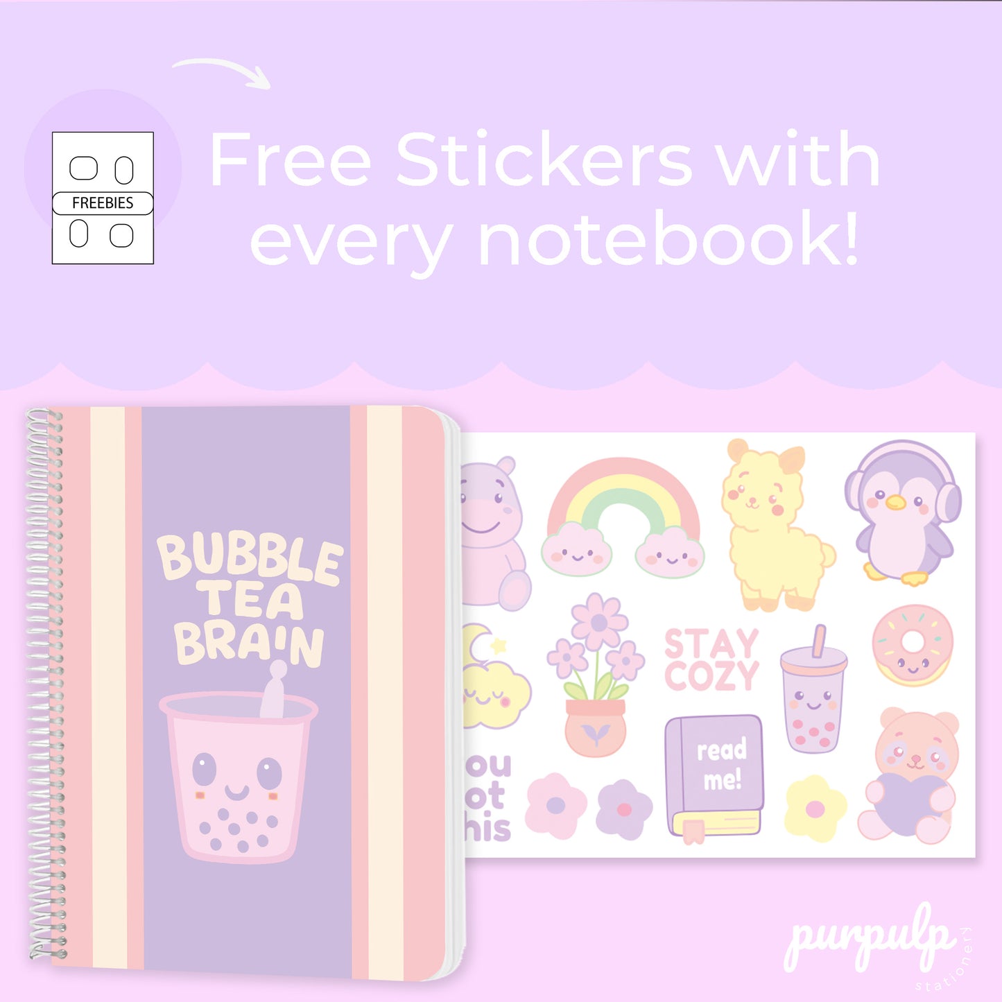 A4 spiral notebooks Bundle - "Bubble Tea Brain", "Still Figuring it Out" & "Thought Noodle in Progress"