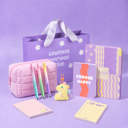 Dreamy Days Gift Set: Undated Yearly Planner "Make Today Count", Cloud Carry Pouch, Pocket Notebook & Notepad, Keychain, Pastel Highlighters, Pastel Gel Pens, Gift Bag