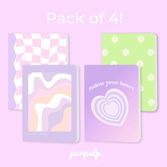 A5 Notebook Bundle - "One Day or Day One", "Daisies", "Follow your heart" & "Dancing Checkers""