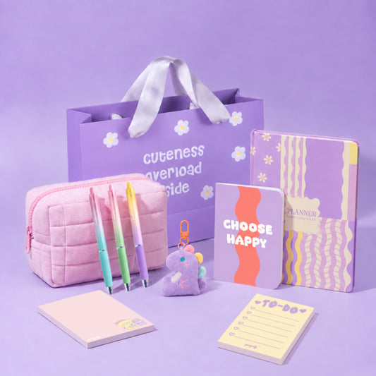 Dreamy Days Gift Set: Undated Yearly Planner "Make Today Count", Cloud Carry Pouch, Pocket Notebook & Notepad, Keychain, Pastel Highlighters, Pastel Gel Pens, Gift Bag