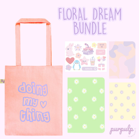 Floral Dream Bundle: Tote Bag, A5 Notebook, Pocket Notebooks & Sticker Sheet