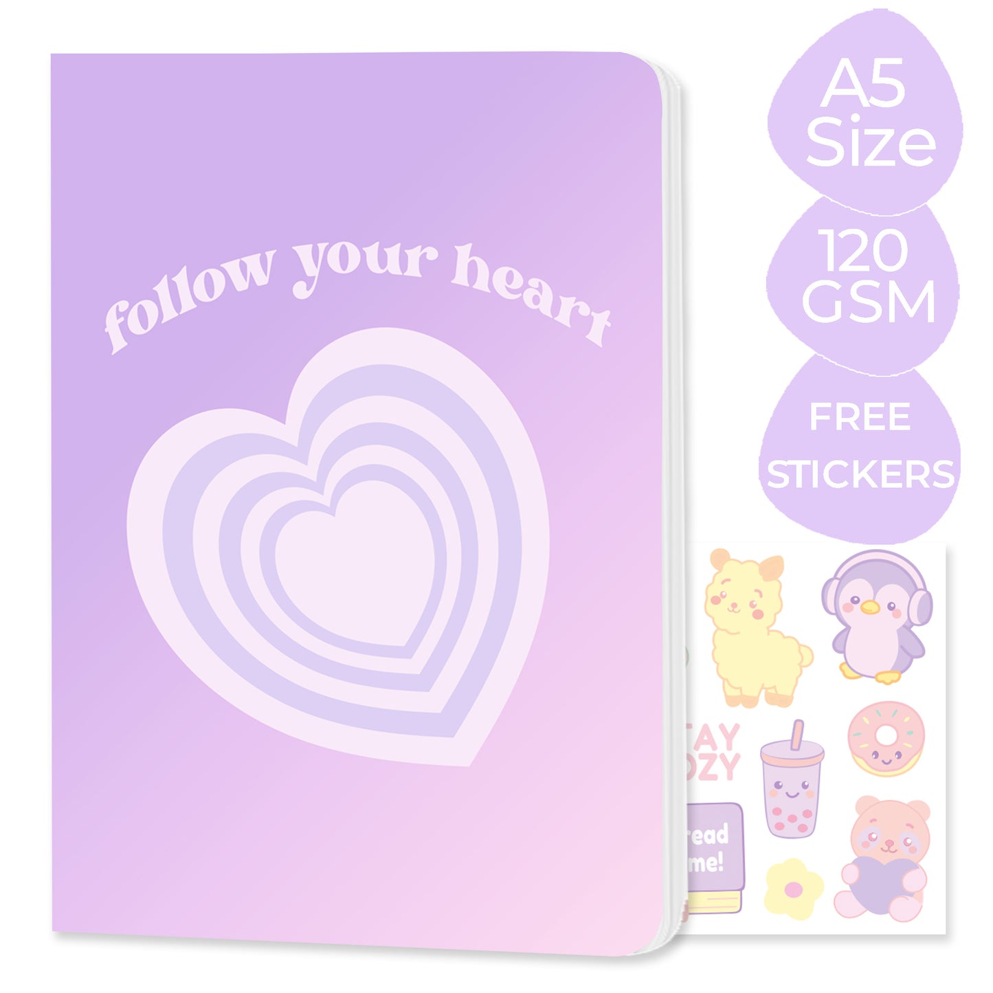 Multi-purpose A5 Notebook Bundle - "One Day or Day One", "Daisies", "Follow your heart" & "Dancing Checkers""