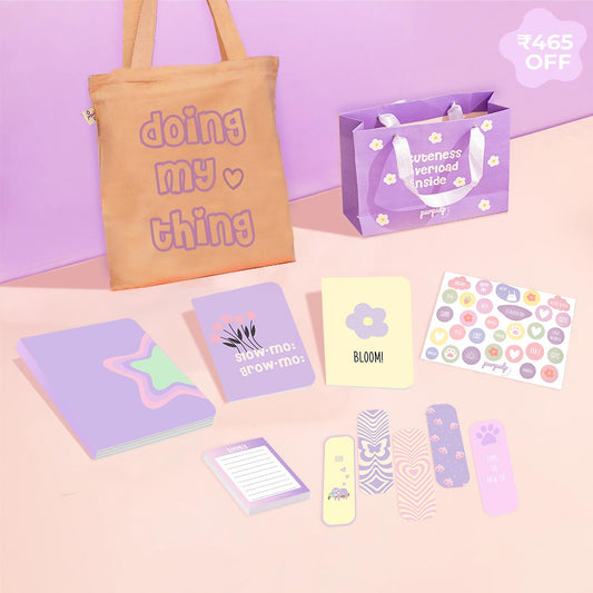 Candy Floss Gift Set: Tote Bag, Multi-purpose A5 Notebook, Pocket Notebooks, Pocket Notepad, Bookmarks, Sticker Sheet & Gift Bag