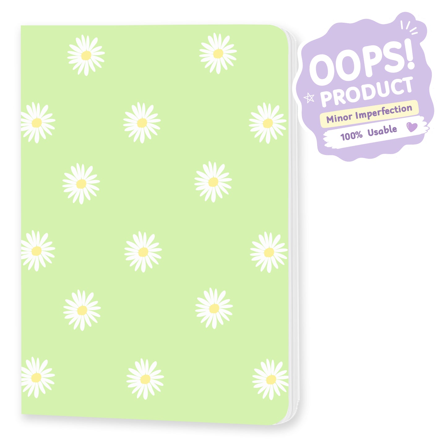 OOPS Edition: A5 Softcover Notebook "Daisies" – 160 Pages, 120 GSM Thick Paper (No Bleed-Through)