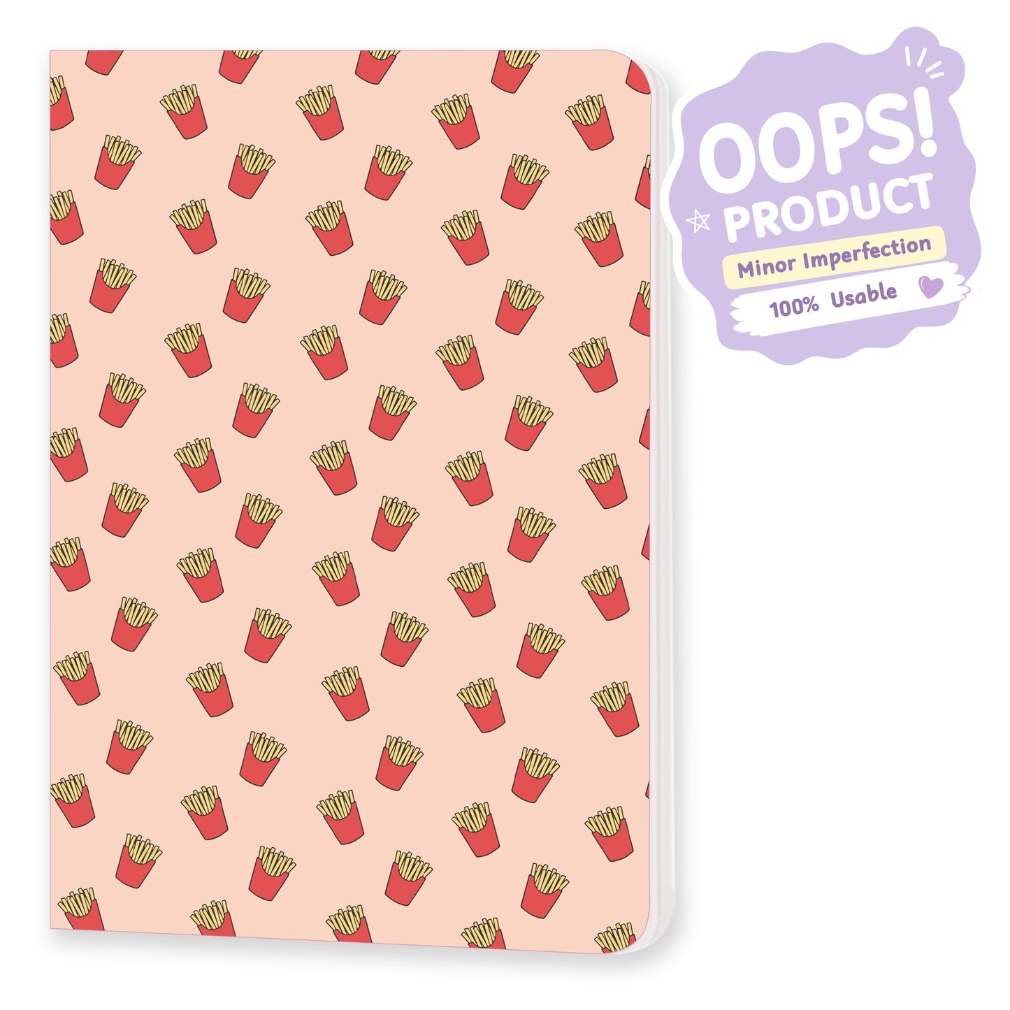 OOPS Edition: A5 Softcover Notebook "Fries" – 160 Pages, 120 GSM Thick Paper (No Bleed-Through)