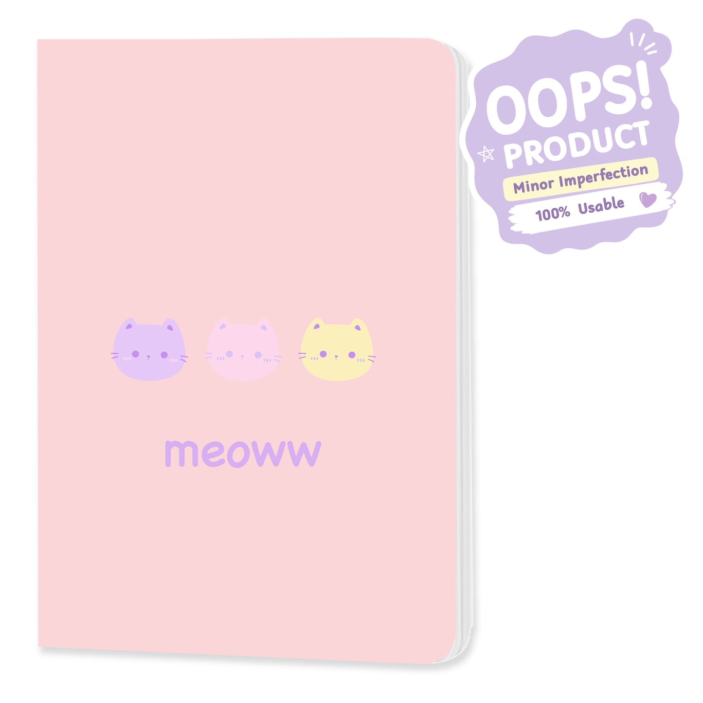 OOPS Edition: A5 Softcover Notebook "Meoww" – 160 Pages, 120 GSM Thick Paper (No Bleed-Through)
