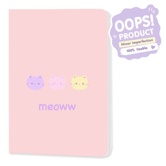 OOPS Edition: A5 Softcover Notebook "Meoww" – 160 Pages, 120 GSM Thick Paper (No Bleed-Through)