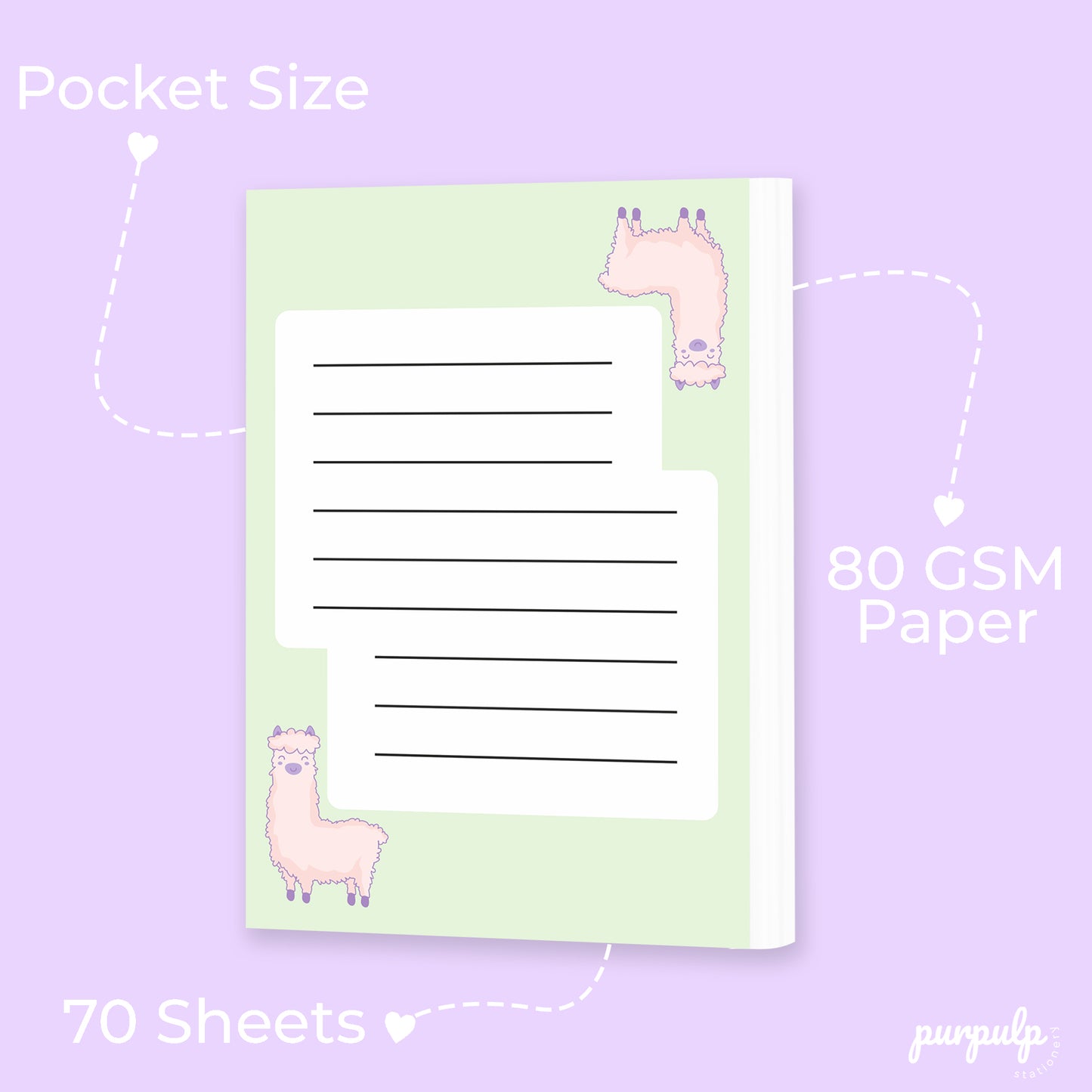 Pocket notepad - Lama (green)