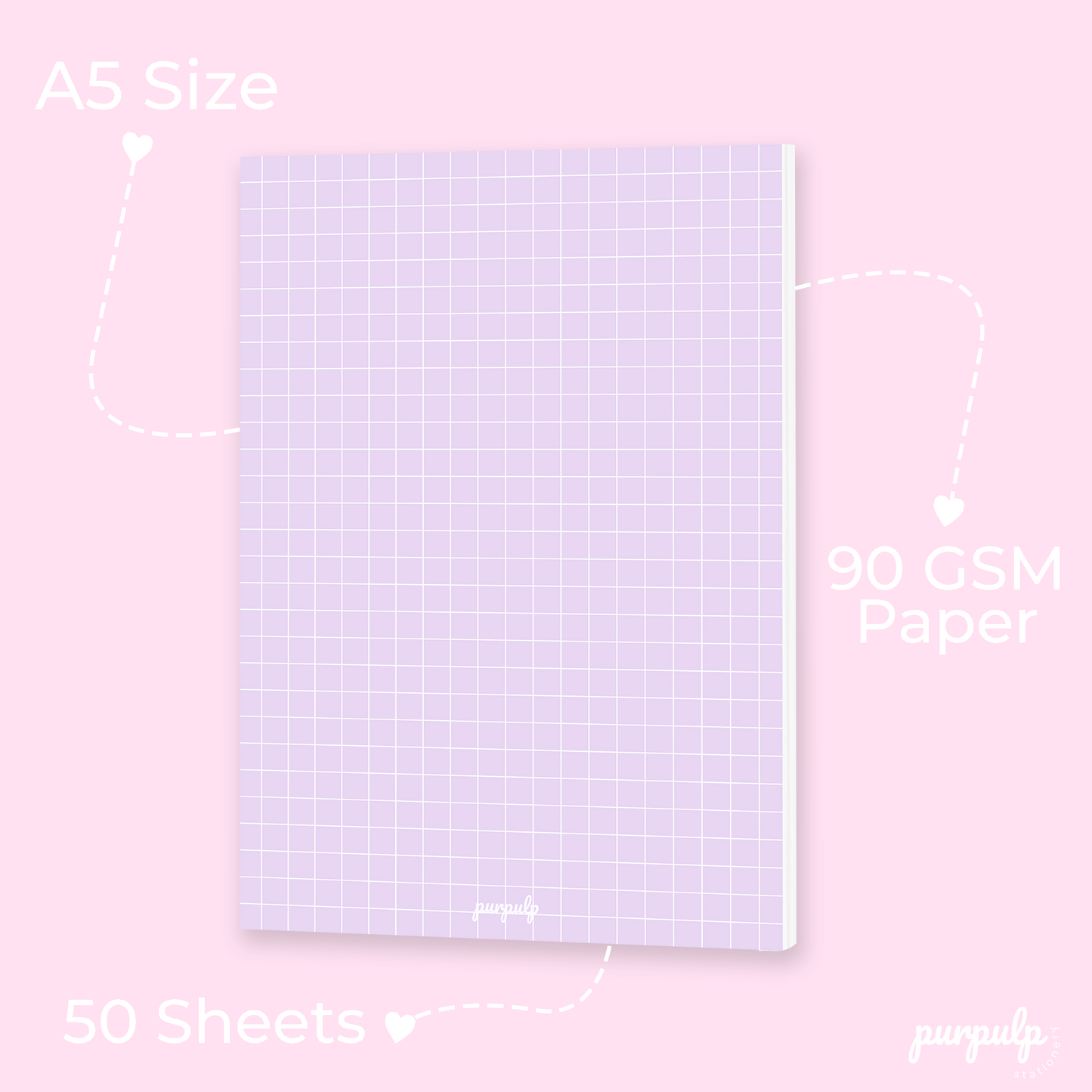 Purplish grid A5 Notepad