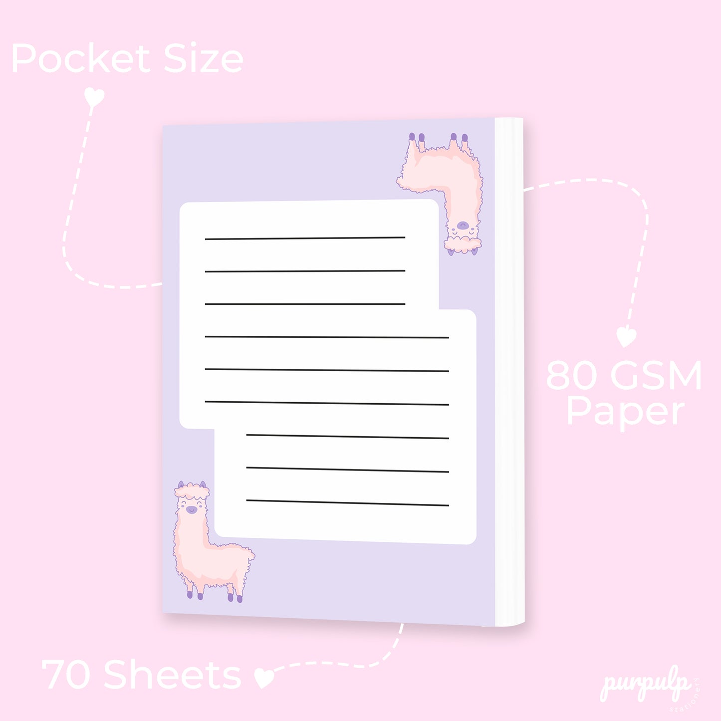 Pocket notepad - Lama (purple)