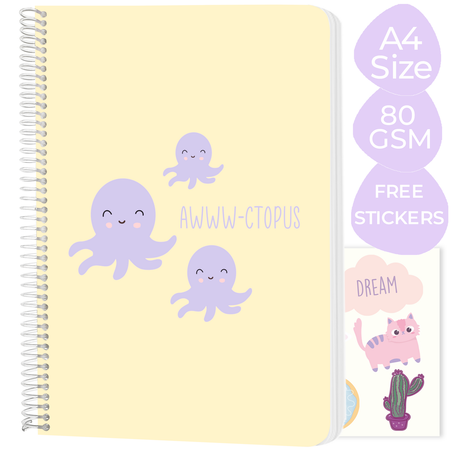 A4 spiral notebooks Bundle - "You can do it", "You are llll-amazing" & "Awwctopus"