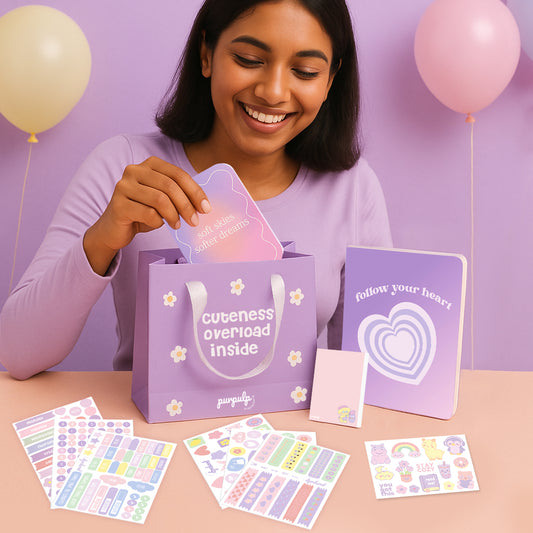 Pink Ink Gift Set: Multi-purpose A5 Notebook, Pocket Notebook & Notepad, Sticker Book, Gift Bag
