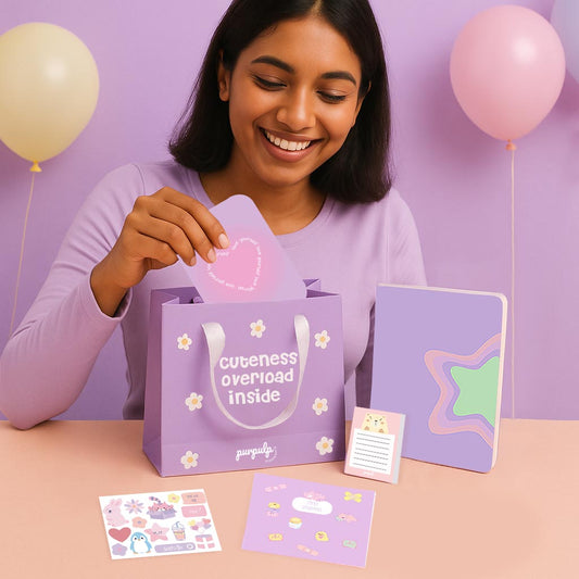 Pink Ink Gift Set: Multi-purpose A5 Notebook, Pocket Notebook & Notepad, Sticker Book, Gift Bag