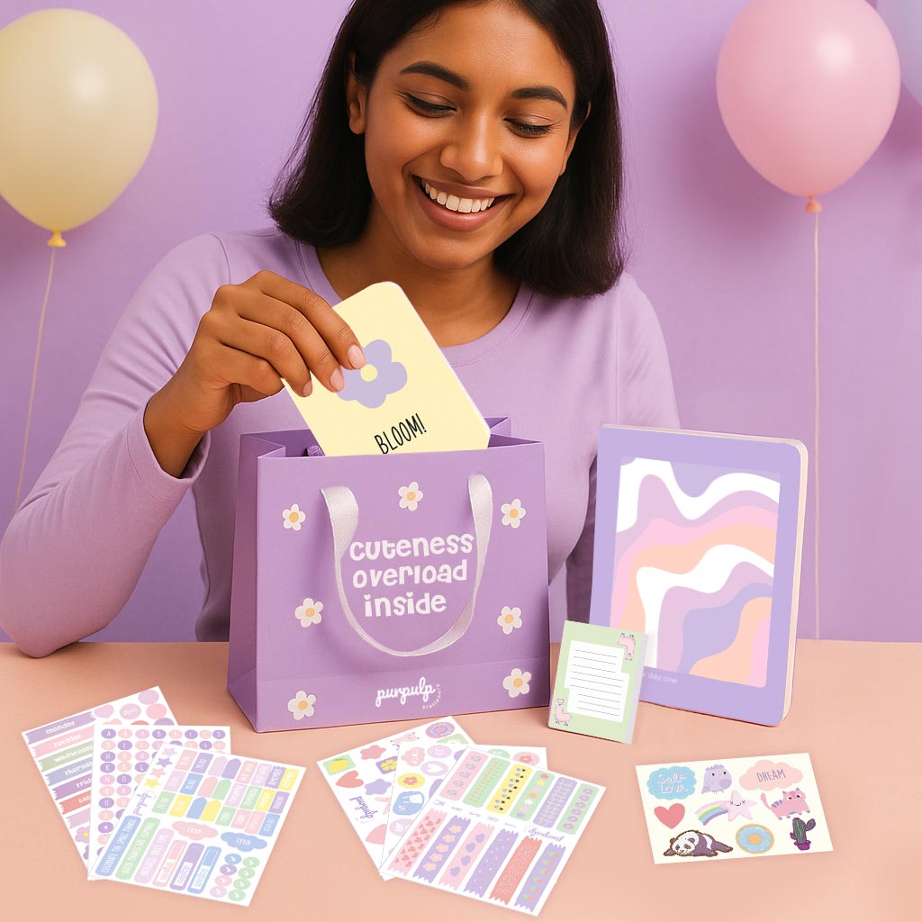 Pink Ink Gift Set: Multi-purpose A5 Notebook, Pocket Notebook & Notepad, Sticker Book, Gift Bag