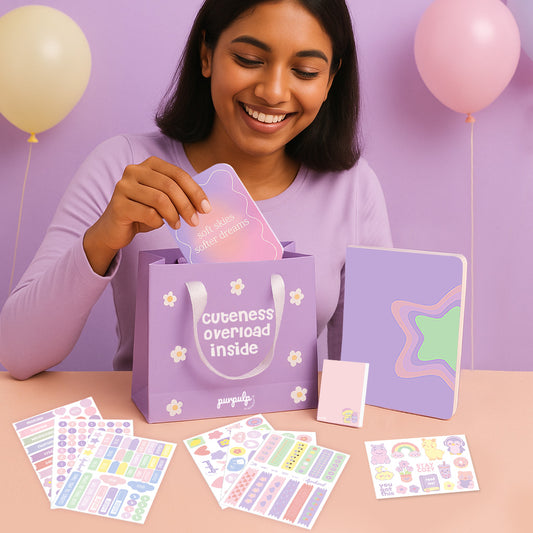 Pink Ink Gift Set: Multi-purpose A5 Notebook, Pocket Notebook & Notepad, Sticker Book, Gift Bag