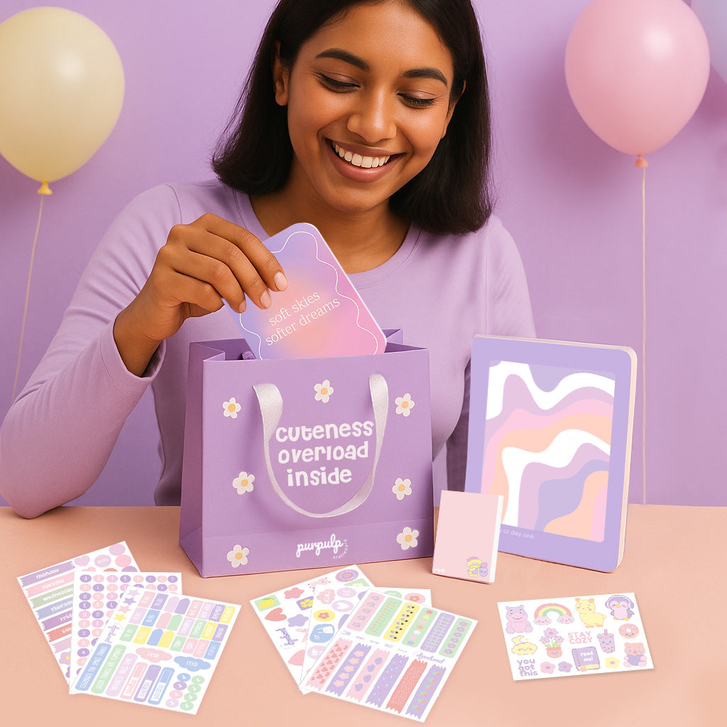 Pink Ink Gift Set: Multi-purpose A5 Notebook, Pocket Notebook & Notepad, Sticker Book, Gift Bag