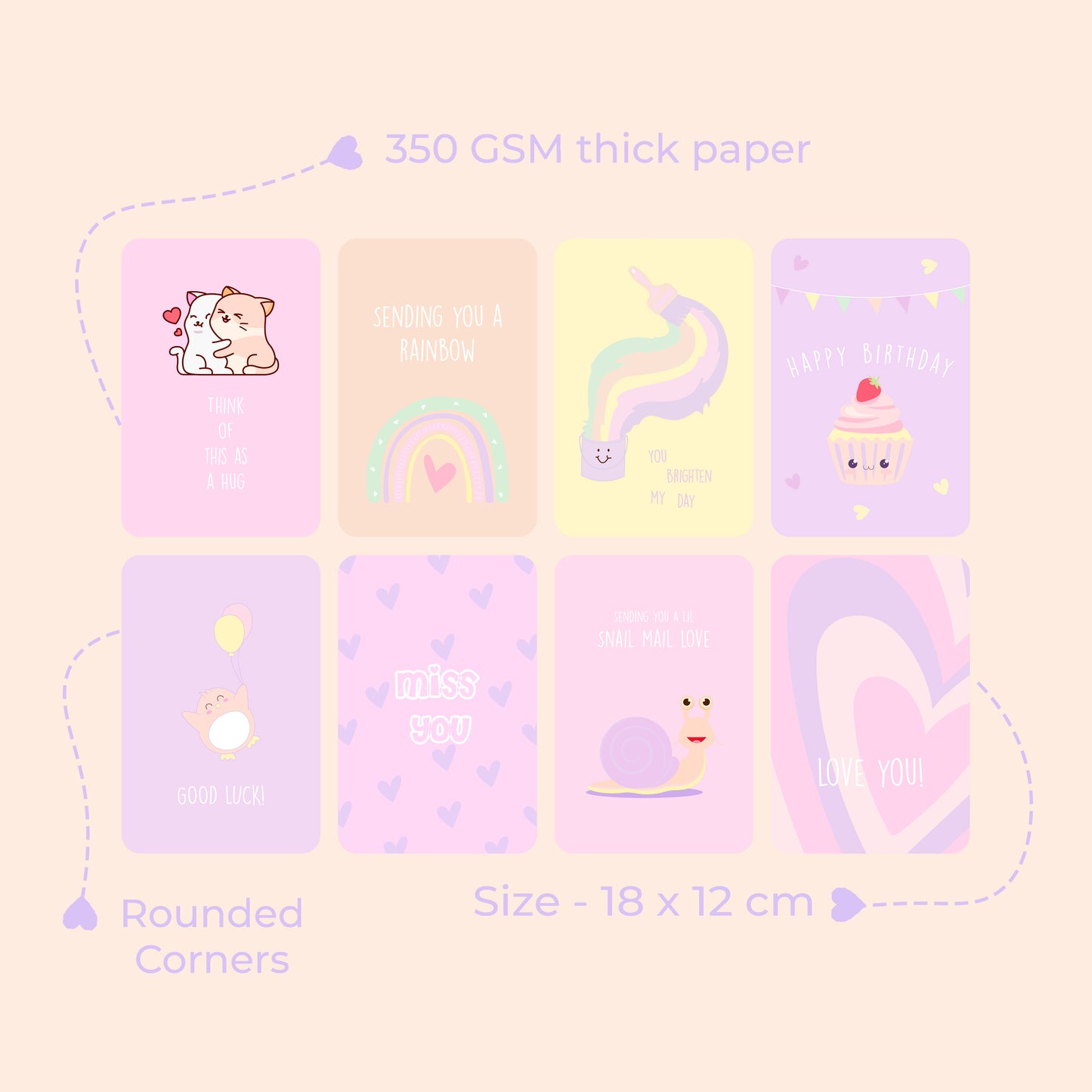 Cute Postcards - Pack of 8