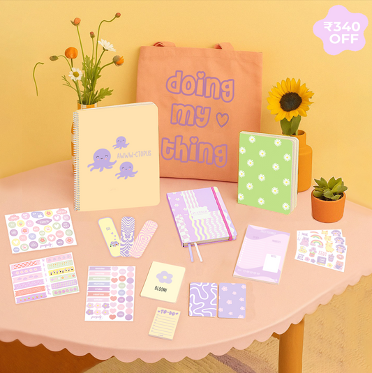 Pawsitivity Gift Set: Tote Bag, A4 Spiral Notebook, Multi-purpose A5 notebook, A5 Notepad, Pocket Notebooks, Pocket Notepad, Sticker Sheets, Bookmarks, Postcards & Yearly Planner