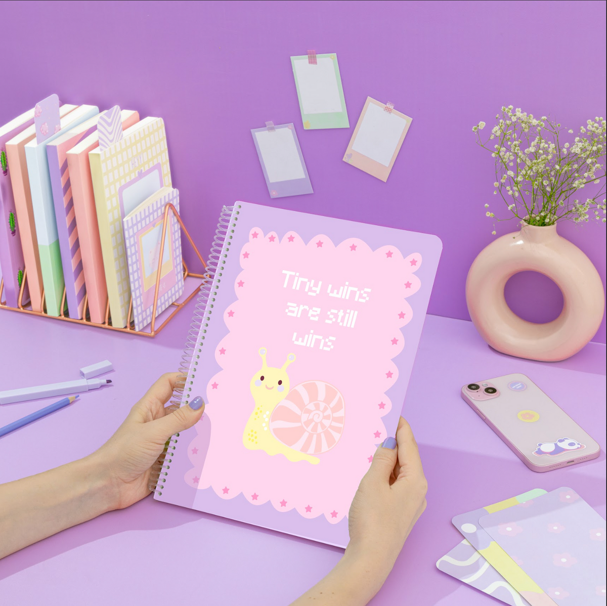A4 spiral notebook "Tiny Wins Are Still Wins" – 160 Pages, 80 GSM Pape ...