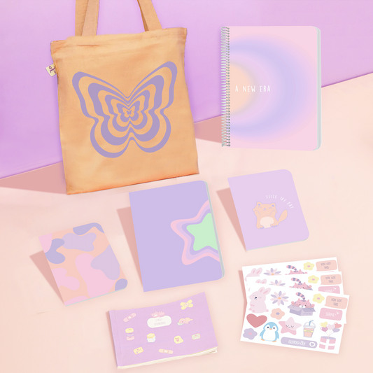 Pinterest Vibes Bundle: A4 Spiral Notebook, Tote Bag, Sticker Book, A5 Notebook, Pocket Notebooks & Sticker Sheets