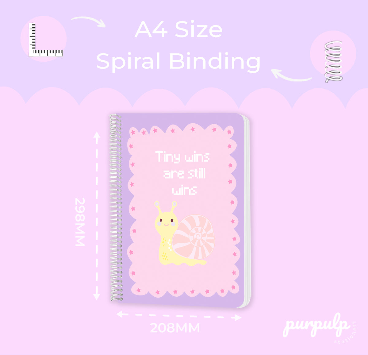 A4 spiral notebook "Tiny Wins Are Still Wins" – 160 Pages, 80 GSM Pape ...