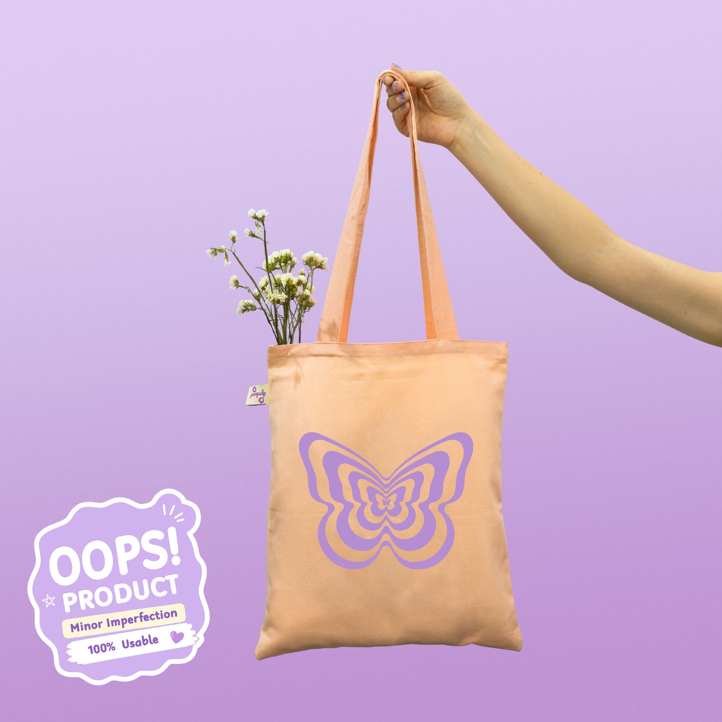 OOPS Edition: Tote Bag (Butterfly) – 34 × 38 cm (School, Work & Everyday Use)