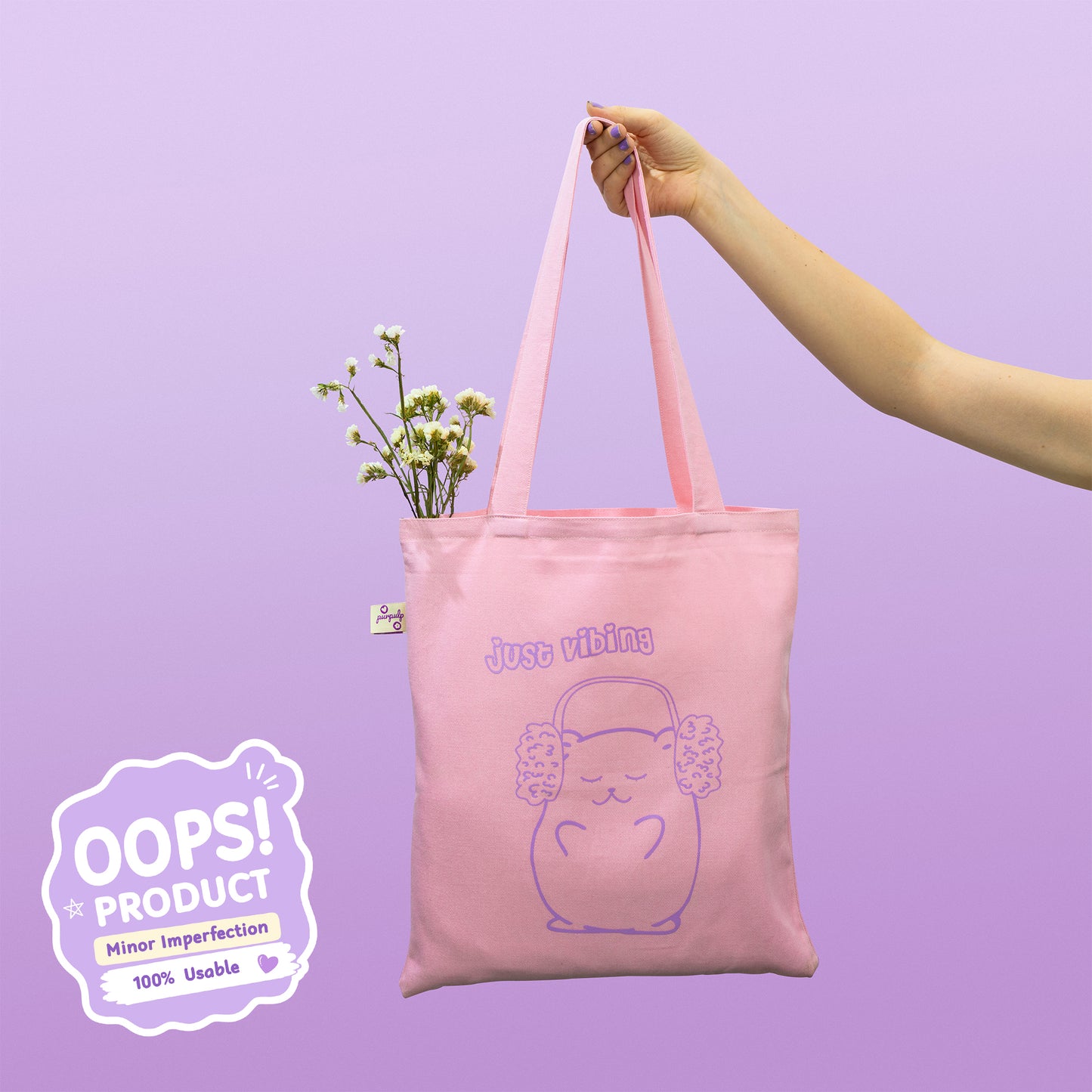 OOPS Edition: Tote Bag (Just vibing) – 34 × 38 cm (School, Work & Everyday Use)