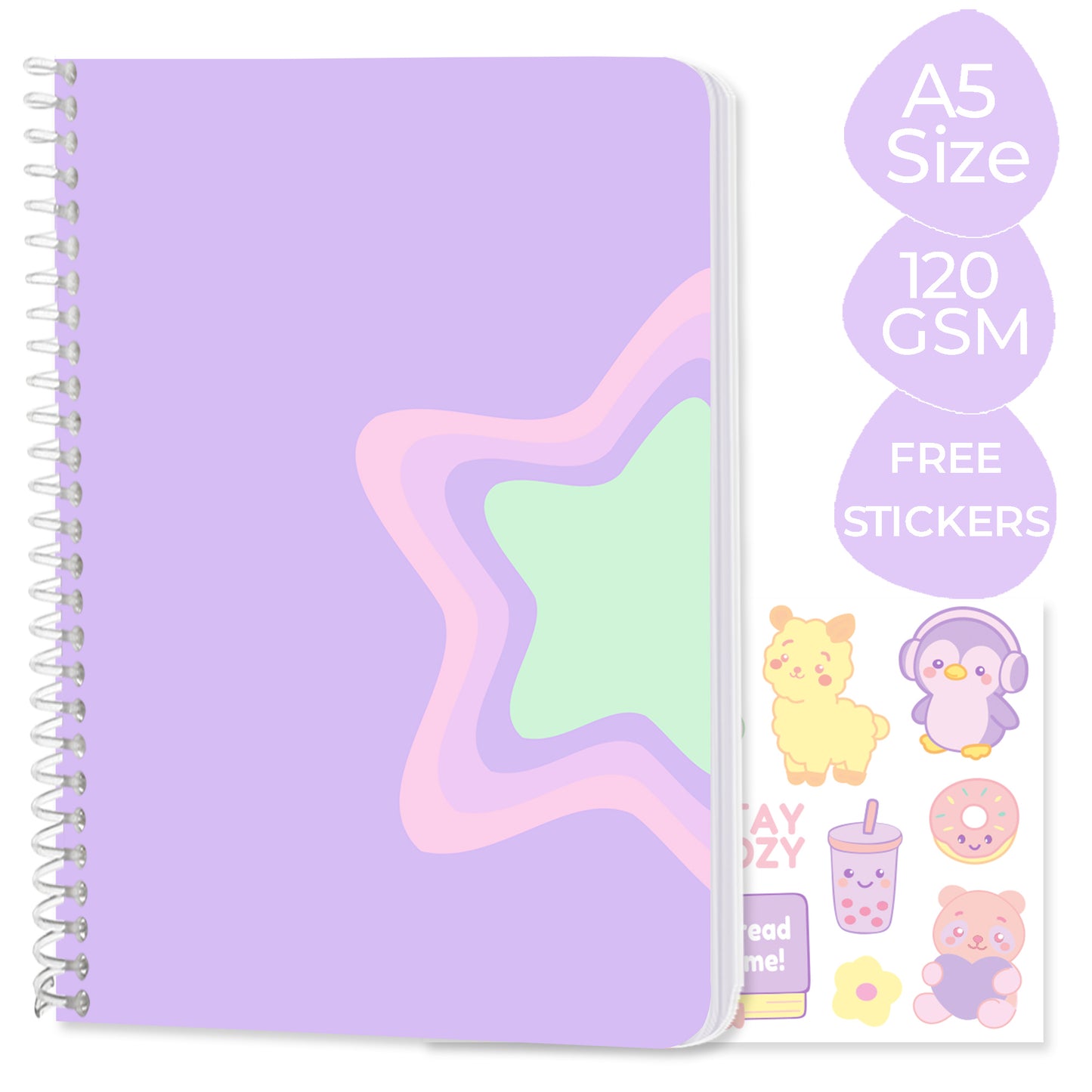 A5 Spiral Softcover Notebook "You are a star" – 160 Pages, 120 GSM Thick Paper (No Bleed-Through)
