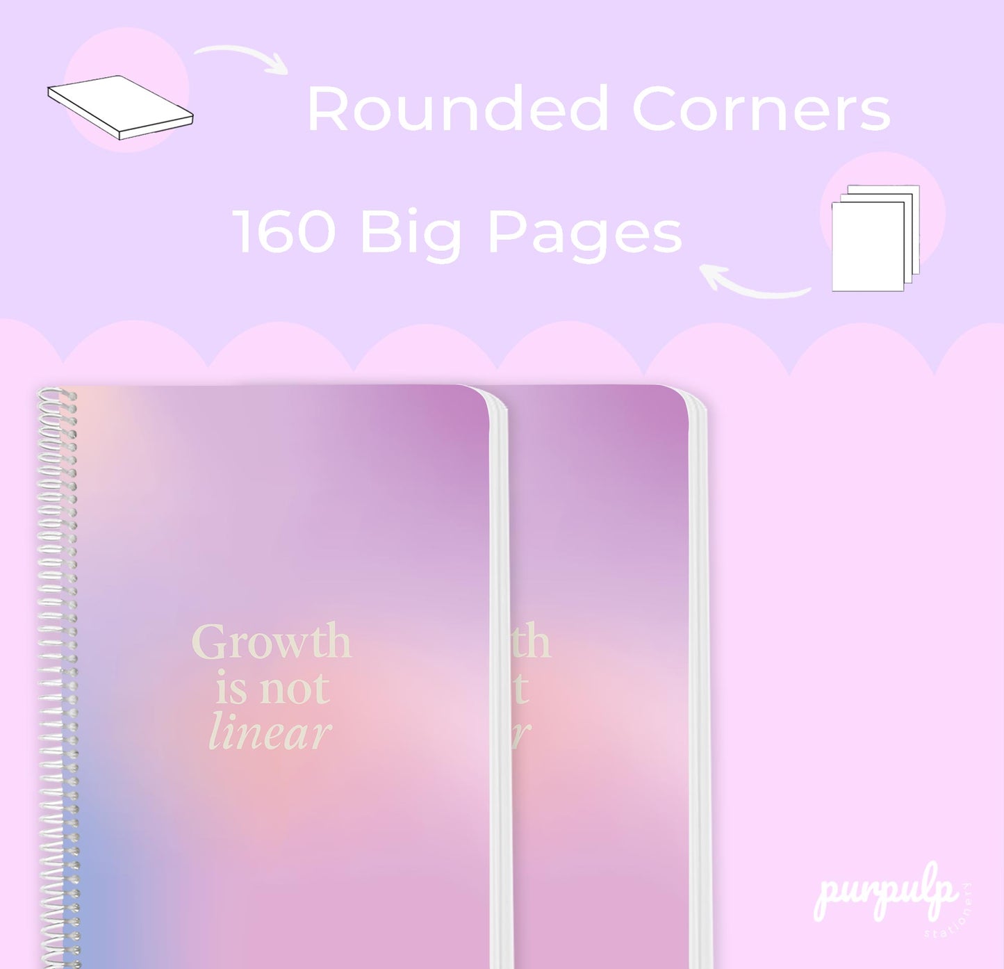 A4 spiral notebooks Bundle - "Bubble Tea Brain", "Blooming In My Own way" & "Growth is not Linear"