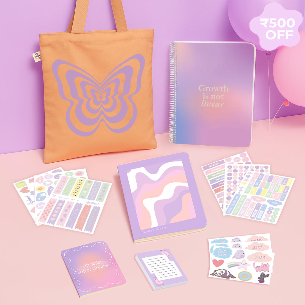 Pinterest Vibes Bundle: A4 Spiral Notebook, Tote Bag, Sticker Book, Multi-purpose A5 Notebook, Pocket Notebooks & Sticker Sheets