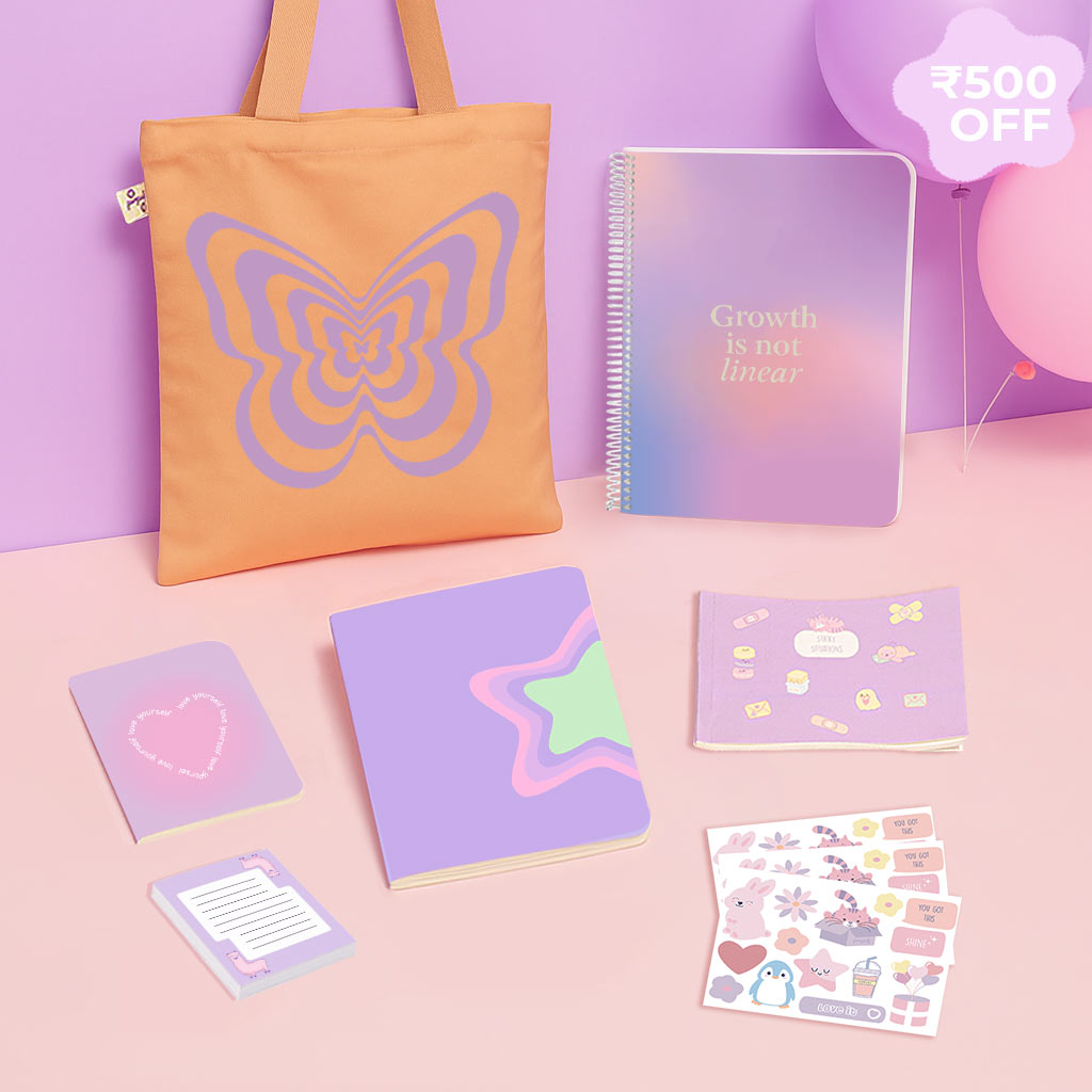 Pinterest Vibes Bundle: A4 Spiral Notebook, Tote Bag, Sticker Book, Multi-purpose A5 Notebook, Pocket Notebooks & Sticker Sheets