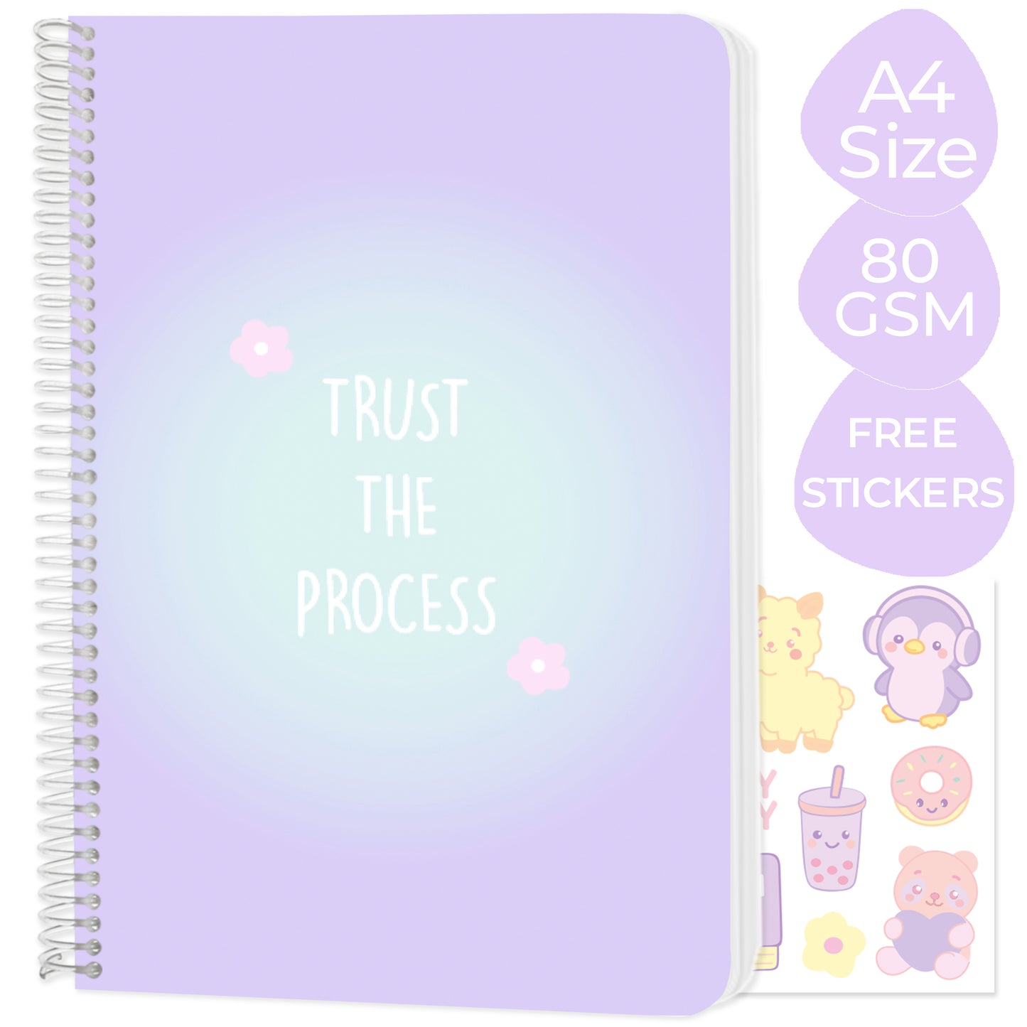 A4 spiral notebooks Bundle - "Trust the process", "Daisy Dream" & "You can do it"
